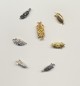 Fish-hook clasps - closed: old and new, plain and decorated, nickel, silver and gold colored metal.
