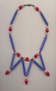 Artistic necklace made of Indian chevron beads and Korean silk beads, ca.1990, length 17'' 43cm.